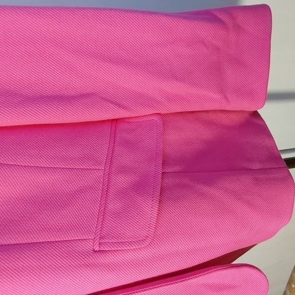 Talbots- Womens Pink Blazer/Suit Jacket Black & White Polka Dot lining Sz.12 - Picture 3 of 10